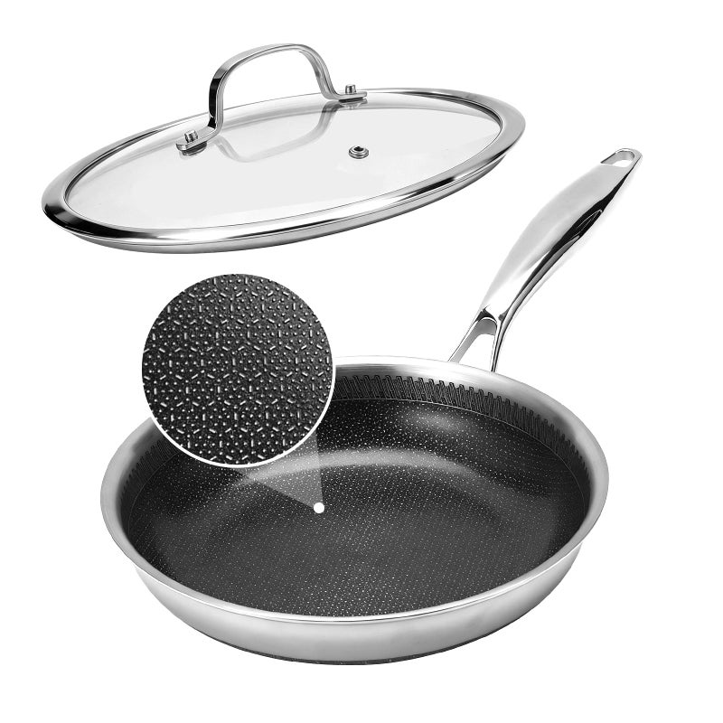 Legacy Culinaryware 8 Inch Tri-Ply Stainless Steel Hybrid Frying Pan, Ceramic Nonstick Skillet, Induction & Oven Safe 600Â°F, PFAS/PFOA Free Professional Clad Cookware - Image 1