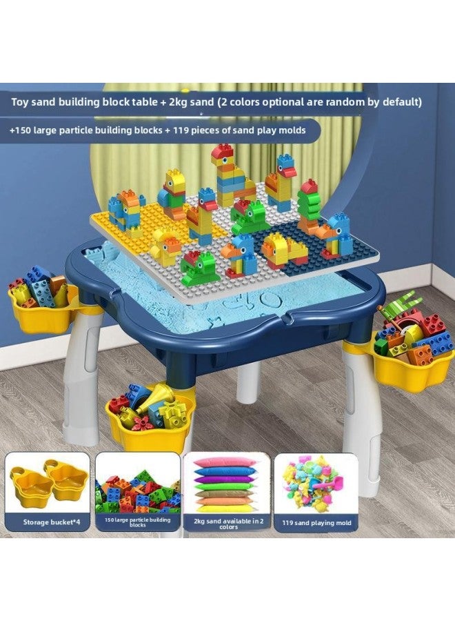 إسكدنيا لعبة طاولة الرمل للأطفال في الأماكن المغلقة مجموعة طين الطفل السحري اللون الطين الرمال متعددة الوظائف طاولة بناء بالجملة-المواصفات: طاولة زهر البرقوق + 150 مكعبات بناء + 4 جين 【الرمال الوردية】 أرسل - Image 1