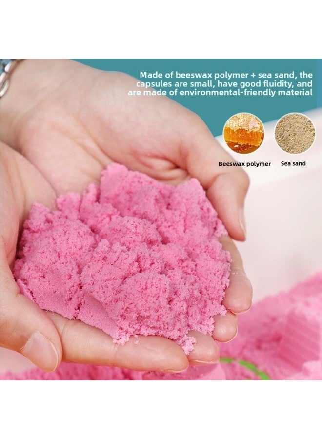 إسكدنيا لعبة طاولة الرمل للأطفال في الأماكن المغلقة مجموعة طين الطفل السحري اللون الطين الرمال متعددة الوظائف طاولة بناء بالجملة-المواصفات: طاولة زهر البرقوق + 150 مكعبات بناء + 4 جين 【الرمال الوردية】 أرسل - Image 5