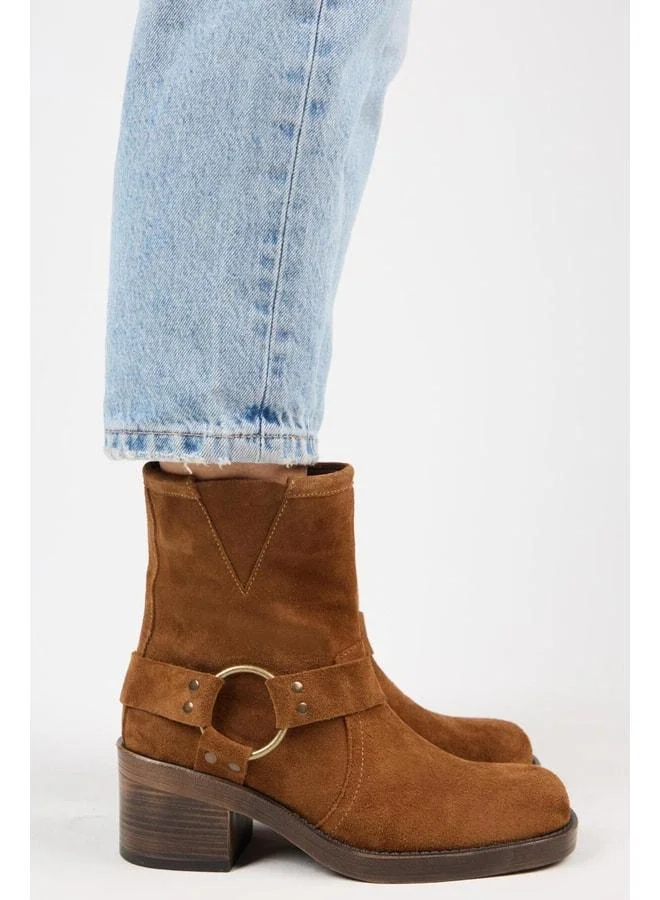 (Livia) Women's Genuine Leather Biker Ankle Boot.