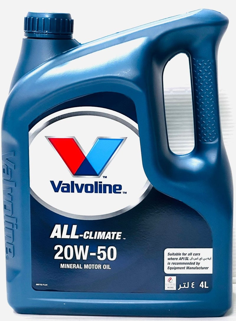 Valvoline 20W50 Petrol Engine Oil All-Cliamate 4Ltr - Image 1