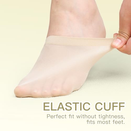 MANZI 6 Pairs Toe Topper Women Socks Half Noshow Seamless Socks(3 Black+3 Nude, One Size) - Image 4