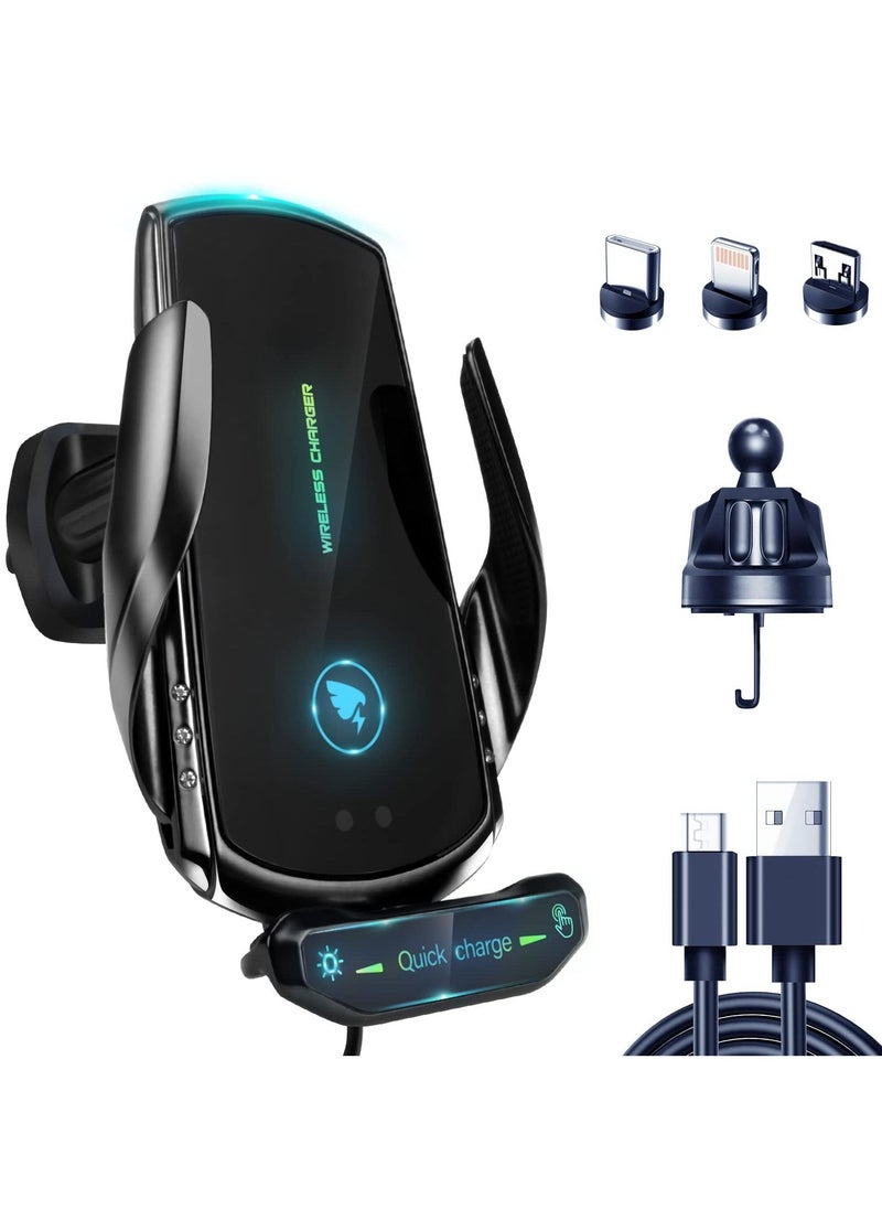 Y&D Wireless Car Charger for All Smartphones, 15W Fast Charging Auto Clamping Phone Mount Holder，Auto Air Vent Black  - Image 1
