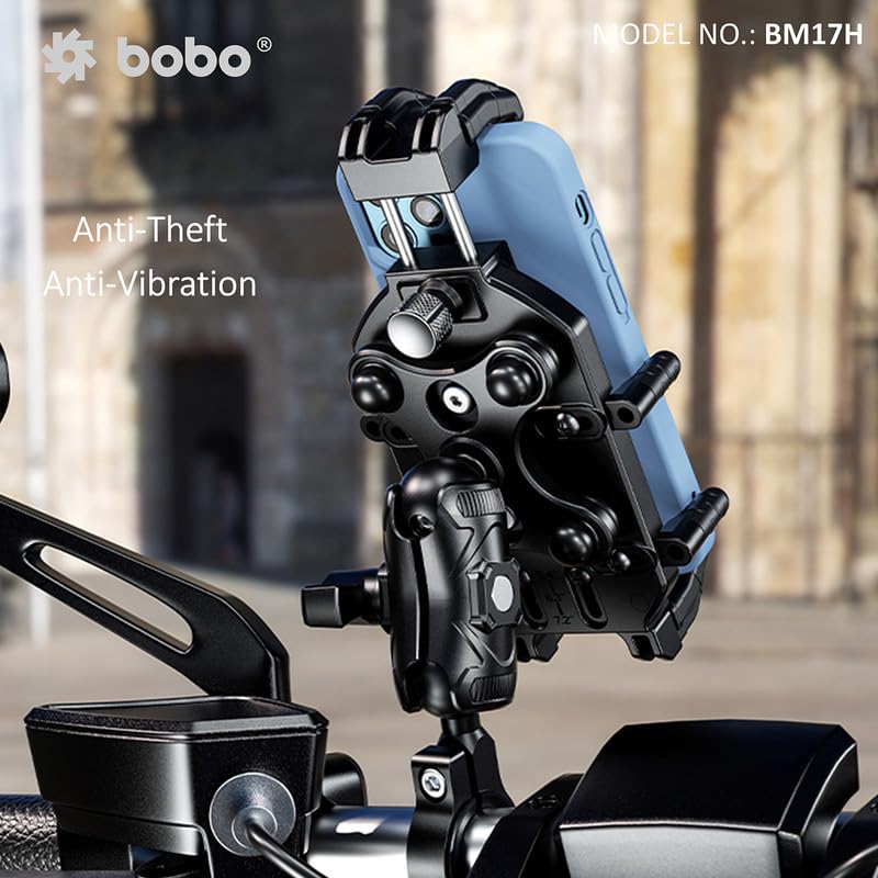 Bobo BM17H PRO Handlebar Mount Anti-Vibration Anti-Theft Waterproof Bike/Motorcycle/Scooter Mobile Phone Holder Mount, Ideal for Maps and GPS Navigation (Black) - Image 3