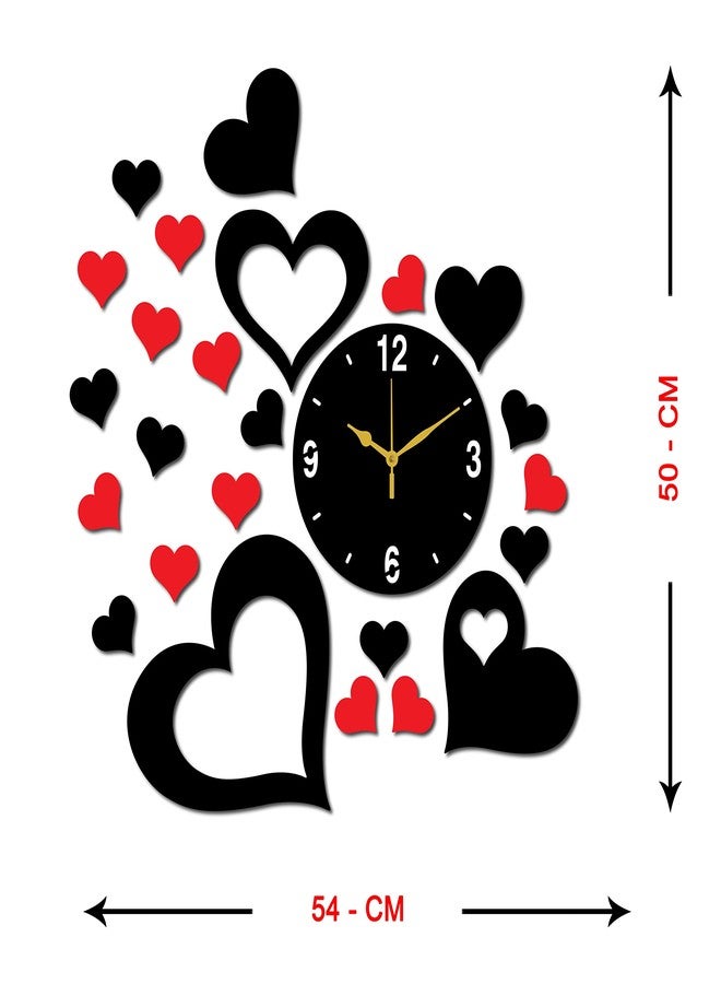 Freny Exim Black Red MDF Wooden Wall Clock for Home Office (50cm x 54cm)-101 - Image 4