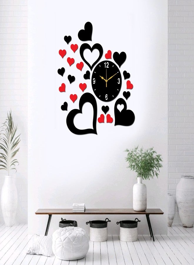 Freny Exim Black Red MDF Wooden Wall Clock for Home Office (50cm x 54cm)-101 - Image 1
