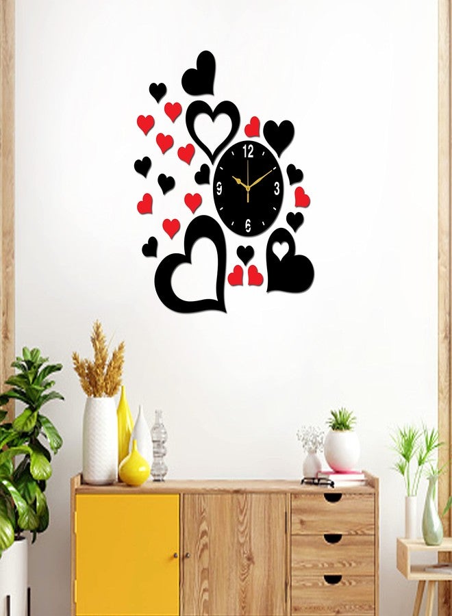 Freny Exim Black Red MDF Wooden Wall Clock for Home Office (50cm x 54cm)-101 - Image 3