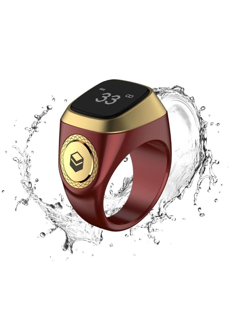 iQIBLA Smart Tasbih Zikr lite Ring, Muslim Prayer, Prayer timing reminder, OLED display Tasbih Counter, Smart Ring, Waterproof- Red 18mm - Image 1