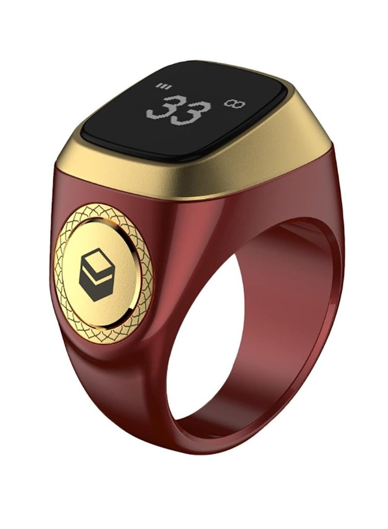 iQIBLA Smart Tasbih Zikr lite Ring, Muslim Prayer, Prayer timing reminder, OLED display Tasbih Counter, Smart Ring, Waterproof- Red 18mm - Image 2