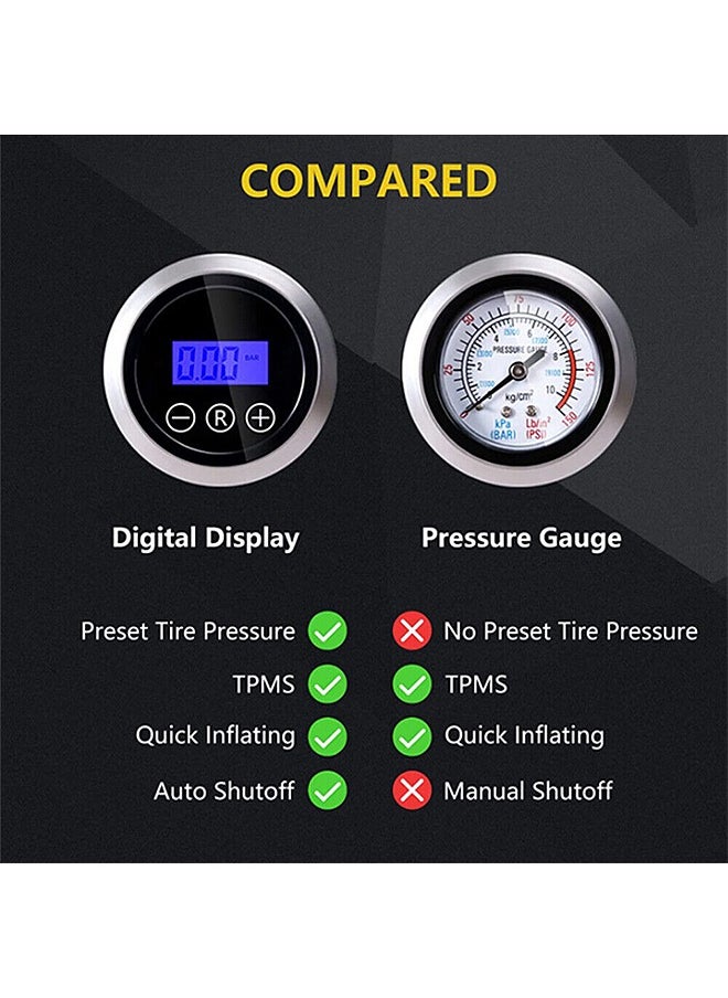 Mi VAZA Car Tire Inflator - Air Compressor with Car Power Adaptor - 12V DC Car Tire Pump with Digital Pressure Gauge - For Car Tires, Bicycles and Other Inflatables  - Image 3