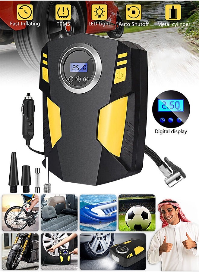 Mi VAZA Car Tire Inflator - Air Compressor with Car Power Adaptor - 12V DC Car Tire Pump with Digital Pressure Gauge - For Car Tires, Bicycles and Other Inflatables  - Image 1