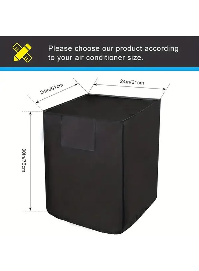 24x24x30in Square Air Conditioner Cover Dust Proof Outdoor Central Unit Black Heavy Duty Winter Balcony - Image 3