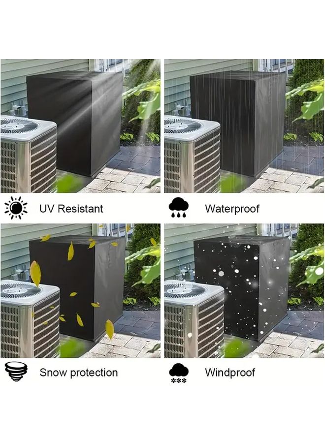 24x24x30in Square Air Conditioner Cover Dust Proof Outdoor Central Unit Black Heavy Duty Winter Balcony - Image 5