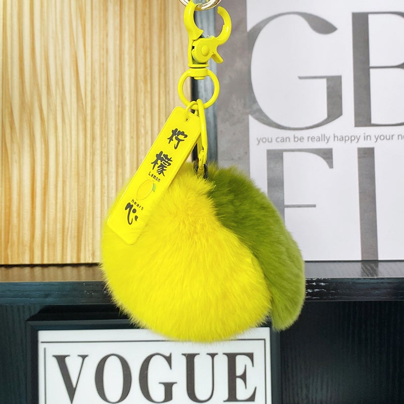 Real Rex Rabbit Hair Fruit Series Persimmon Grape Bag Pendant Orange Apple Peach Orange Car Keychain Pendant - Image 5