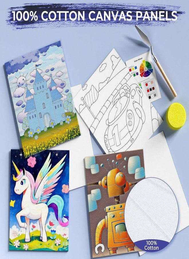 Nicpro 34PCS Unicorn Acrylic Paint Set with Pattern Canvas, Art Painting Supply Kit with 12(0.4/oz) Paints, 10 Brushes, 6 Canvas Panels, Table Easel, Paper Pad,Color Wheel,Palette for Beginner Student - Image 3