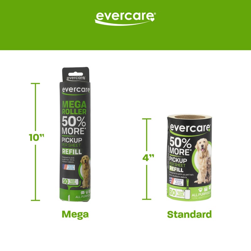 Evercare Pack of 6 10" Wide Large Surface Mega Pet Roller Refill, 50 Sheets Each (300 Sheets Total) - Image 2