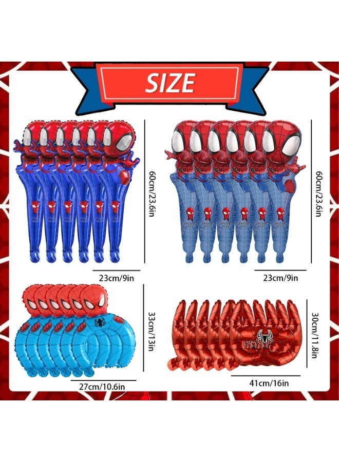 ILovhaprty 24pcs Spider-Man Handheld Foil Balloons Set for Kids – Superhero Stick Balloons, Wearable Headband Balloons & Eyemasks Birthday Party Decorations Photo Props & Party Favors - Image 2