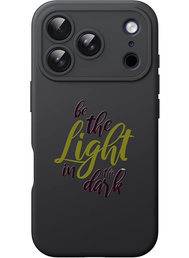 Theodor Protective Slim Fit Case Liquid Silicone Cover with Full Body Protection Anti-Scratch Shockproof Case For Apple iPhone 17 Pro (Black) Be the Light in the Dark - Image 1