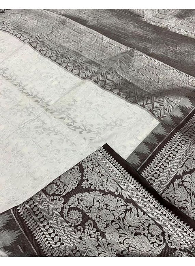 ساري حرير بناراسي نسائي من SIRIL، مصنوع من الحرير الخالص مع قطعة بلوزة غير مخيطة - Image 5