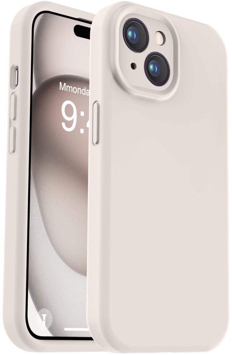 Vooii Compatible with iPhone 15 Case, Upgrade Defender Liquid Silicone, [Enhanced Camera Protection] [Soft Anti-Scratch Microfiber Lining] Shockproof Phone Case for iPhone 15 6.1 inch - Stone - Image 1