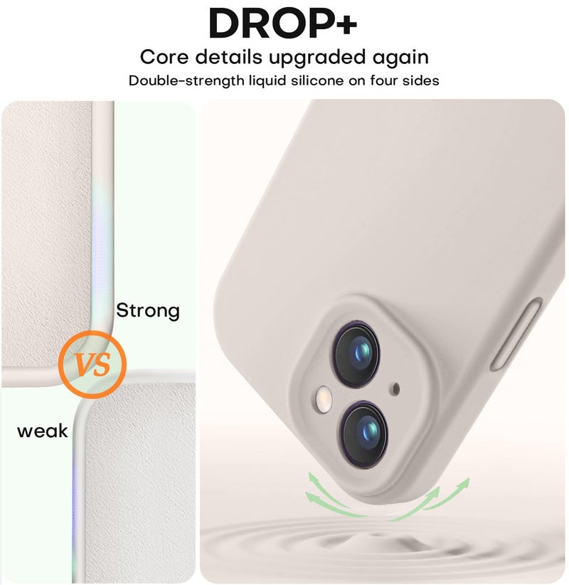 Vooii Compatible with iPhone 15 Case, Upgrade Defender Liquid Silicone, [Enhanced Camera Protection] [Soft Anti-Scratch Microfiber Lining] Shockproof Phone Case for iPhone 15 6.1 inch - Stone - Image 4
