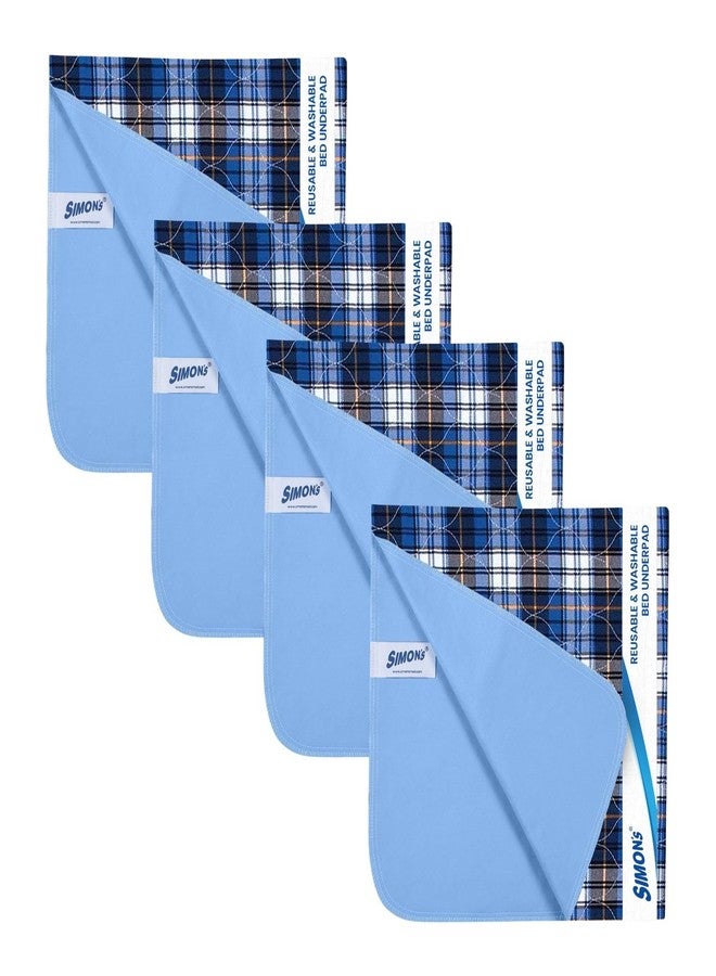 Simon's Simon’s Adult Reusable Stain-Mask Bed Underpad for Elderly, Heavy Absorbency Large Size 34 X 36 inches | Leak Proof 4 Layer Design Protects Surfaces for Incontinence Patients - Blue Check | Pack of 4 - Image 1