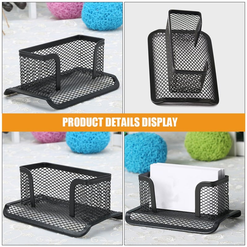 Black Metal Business Card Holder Stand With Phone Holder Desktop Organizer - Image 5