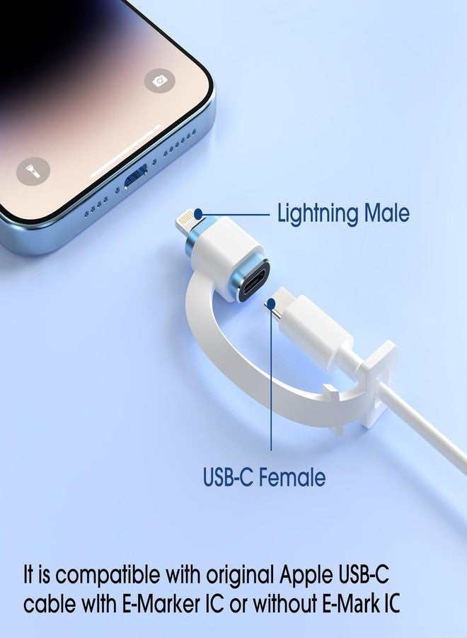 TechMatte USB C Type C to Lightning Adapter 12W Charging Compatible for iPhone 14 & Previous Models iPad iPod AirPods, Not for Headphones/OTG Android Anti-Lost Holder (Blue, 2 Pack) - Image 3