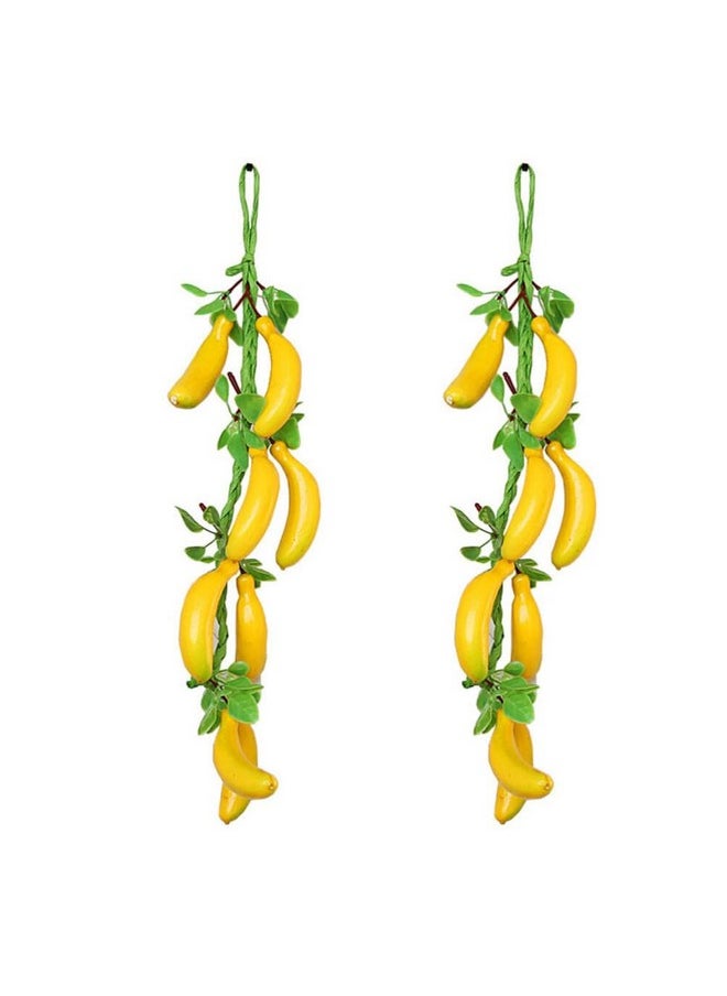 Veemoon Veemoon Samll Artificial Fruit Hanging Decor, 2pcs Fake Banana Bunch Farmhouse Fruit Wall String Lifelike Foam Banana Realistic Tropical Fruit for Home Shop Decorations Photo Props  - Image 1