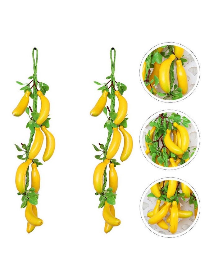 Veemoon Veemoon Samll Artificial Fruit Hanging Decor, 2pcs Fake Banana Bunch Farmhouse Fruit Wall String Lifelike Foam Banana Realistic Tropical Fruit for Home Shop Decorations Photo Props  - Image 3