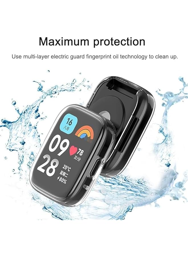 erorex Screen Protector Compatible For Xiaomi Redmi Watch 3 Watch 3 Active Full Coverage Plated Watch Protective Cover Case With Tempered Glass Bumper Shell Cover 2 Pcs Black+Transparent  - Image 3