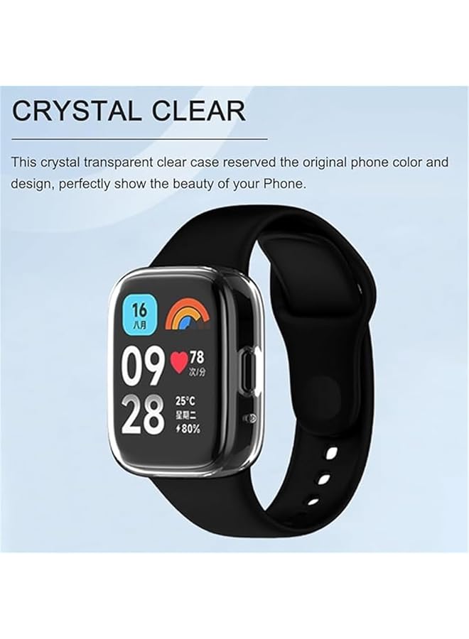 erorex Screen Protector Compatible For Xiaomi Redmi Watch 3 Watch 3 Active Full Coverage Plated Watch Protective Cover Case With Tempered Glass Bumper Shell Cover 2 Pcs Black+Transparent  - Image 4