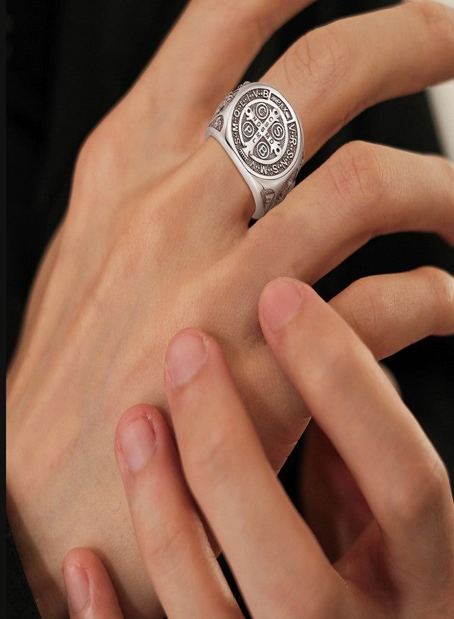 Inktree San Benito St Benedict Medal Ring Adjustable for Men Women - Image 4