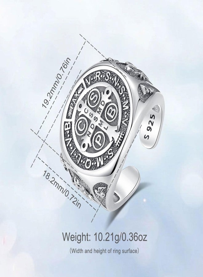 Inktree San Benito St Benedict Medal Ring Adjustable for Men Women - Image 5