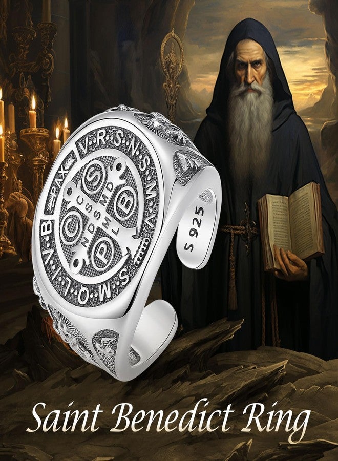 Inktree San Benito St Benedict Medal Ring Adjustable for Men Women - Image 2
