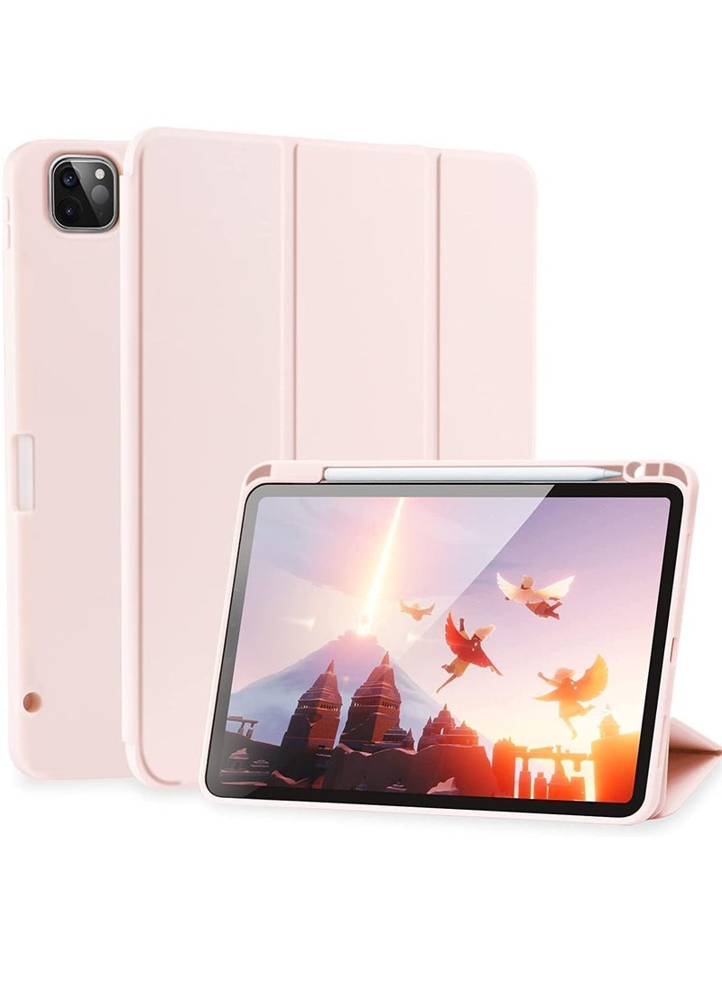 Case for iPad Pro 11 Inch 2021(3rd Gen)/2020(2nd Gen) with Pencil Holder [Support iPad 2nd Pencil Charging/Pair] Slim Trifold Stand, Smart Protective Case Cover (Pink) - Image 1