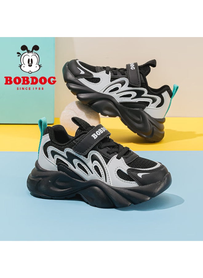 BOBDOG Babu Bean Kids Shoes Spring Boys Running Shoes Mesh Breathable Soft Bottom Children's Sports Shoes 102551074 Black/light Linen Gray Size 31 - Image 3
