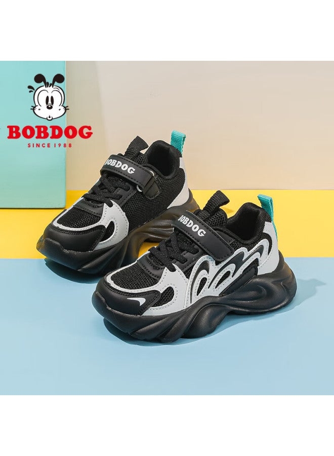 BOBDOG Babu Bean Kids Shoes Spring Boys Running Shoes Mesh Breathable Soft Bottom Children's Sports Shoes 102551074 Black/light Linen Gray Size 31 - Image 2