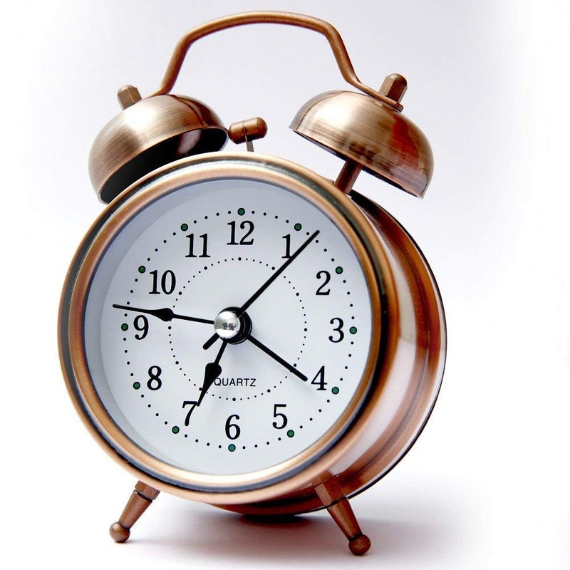 TETRIX Analogue Vintage Look Twin Bell Table Alarm Wind Up Clock with Night Led Light Copper Pack of 1 - Image 4