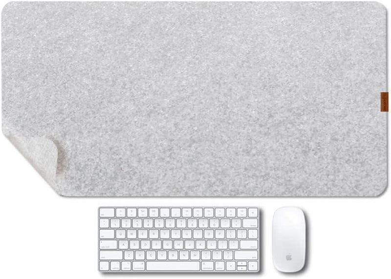 Bright Stone Felt Desk Pad, Non-Slip Mouse Pad, 35.4 x 15.7 Inch Office Supplies Office Supplies Office Accessories for Home and Office (Light Grey) - Image 1