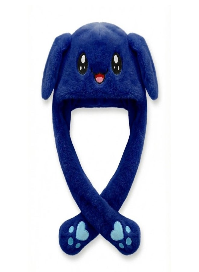 Cartell Winter Warm Plush Animal Face Muffler Hat for Kids & Adults | Soft Faux Fur Cute Ears Cap with Hand | Cartoon Funny Warm Cap for Boys & Girls (BLUE) - Image 1