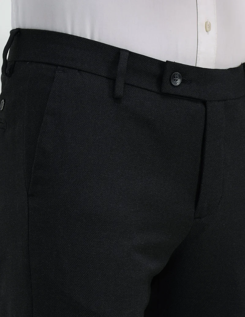 Arrow Charcoal-Grey Denver Slim Fit Solid Trousers for Men | Best Price UAE