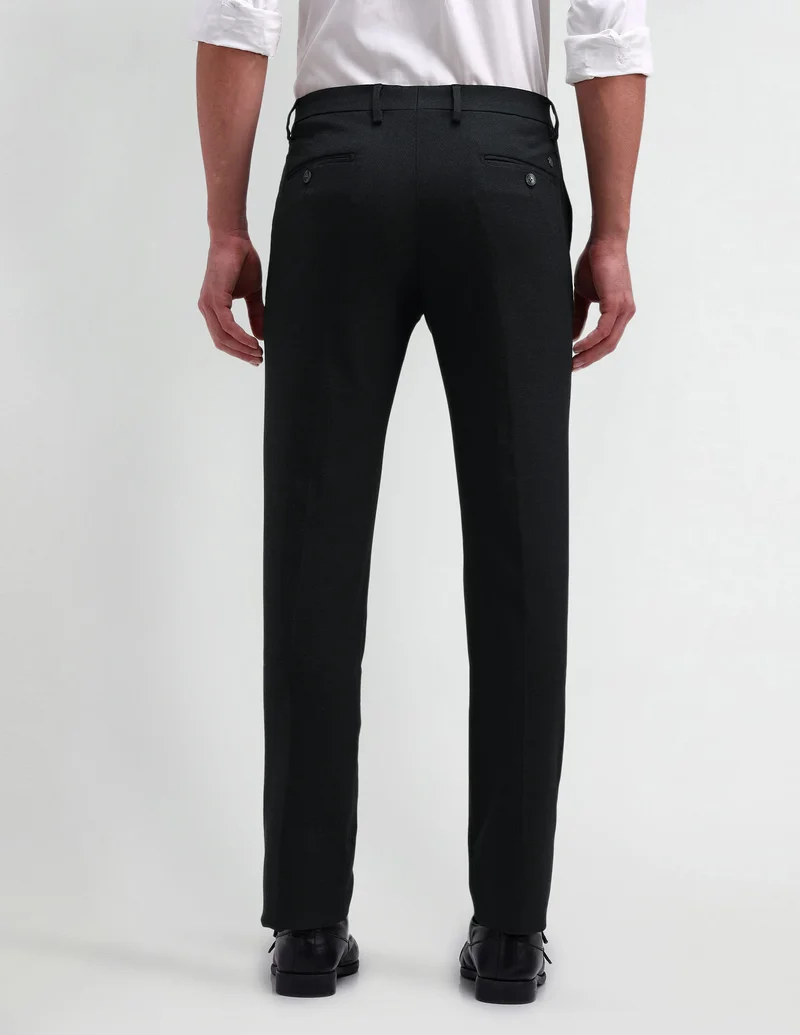 Arrow Charcoal-Grey Denver Slim Fit Solid Trousers for Men | Best Price UAE