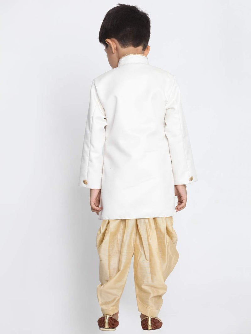 JBN Creation Kids Boys' White And Gold Cotton Blend Sherwani And Casual Style Dhoti Pant Set_Jbnbciw123Ncdgo_32, 9-10 Years - Image 5