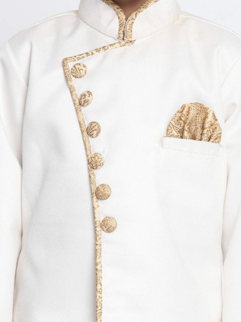 JBN Creation Kids Boys' White And Gold Cotton Blend Sherwani And Casual Style Dhoti Pant Set_Jbnbciw123Ncdgo_32, 9-10 Years - Image 4