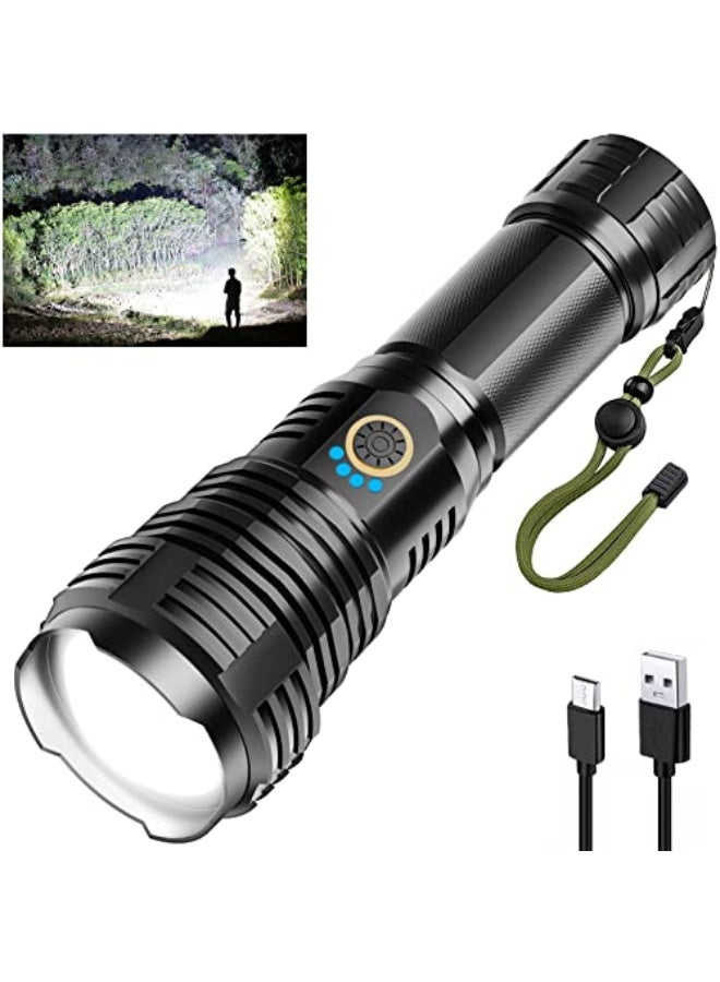 Rechargeable 900000 Lumens High Power LED Flashlight, XHP70.2 Tactical Flashlight with Zoomable, 5 Modes, IPX7 Waterproof, Ideal for Camping, Hiking, Emergencies - Image 1