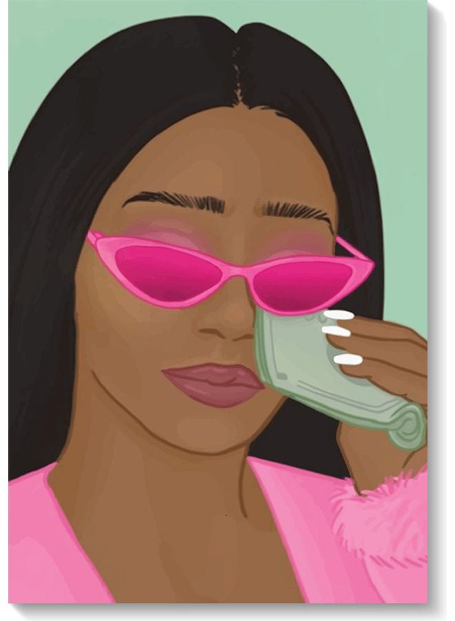 RYN Wiping Tears Printed Wall Art Brown/Pink/Green 40x60cm - Image 2