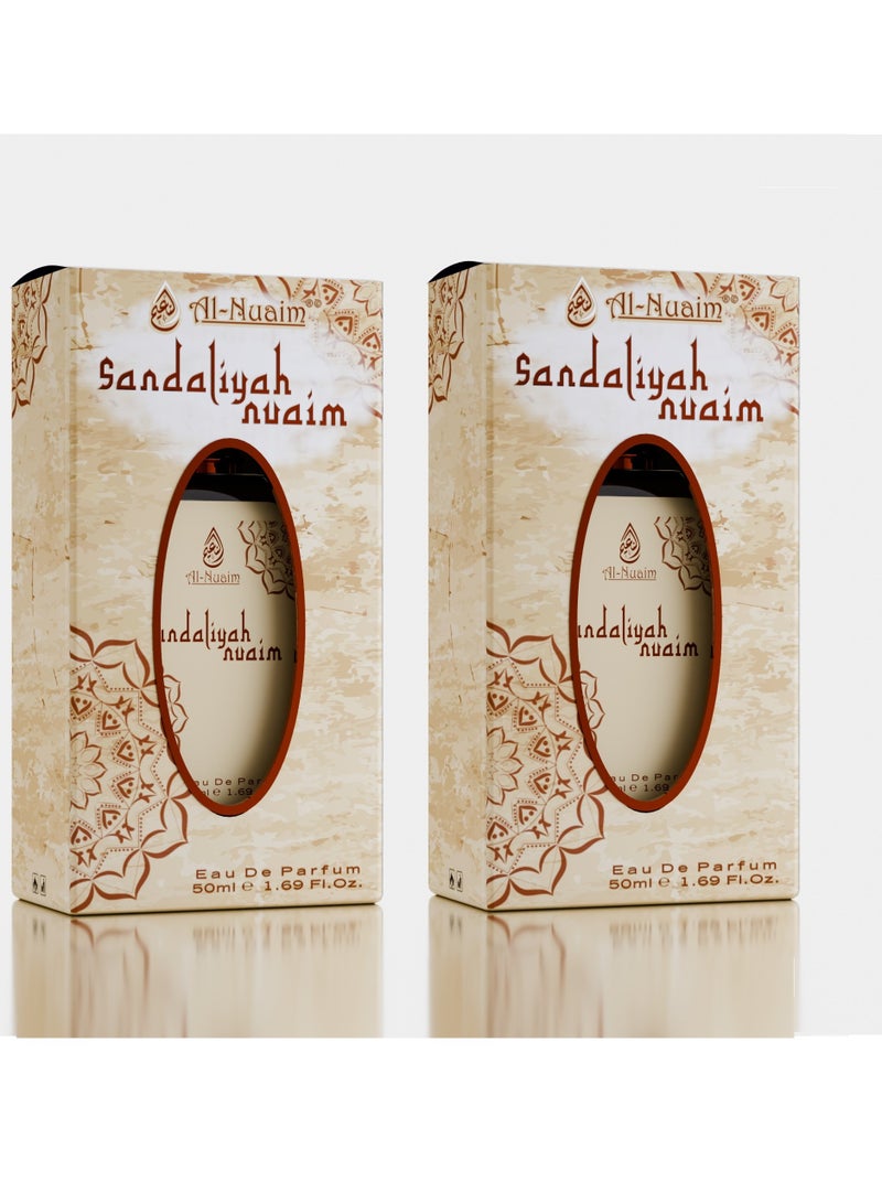أل نواعم عطر النعيم صندلية أو دو برفيوم للرجال والنساء - عبوة من قطعتين (50 مل لكل منهما) | عطر EDP | عطر فاخر يدوم طويلاً - Image 1