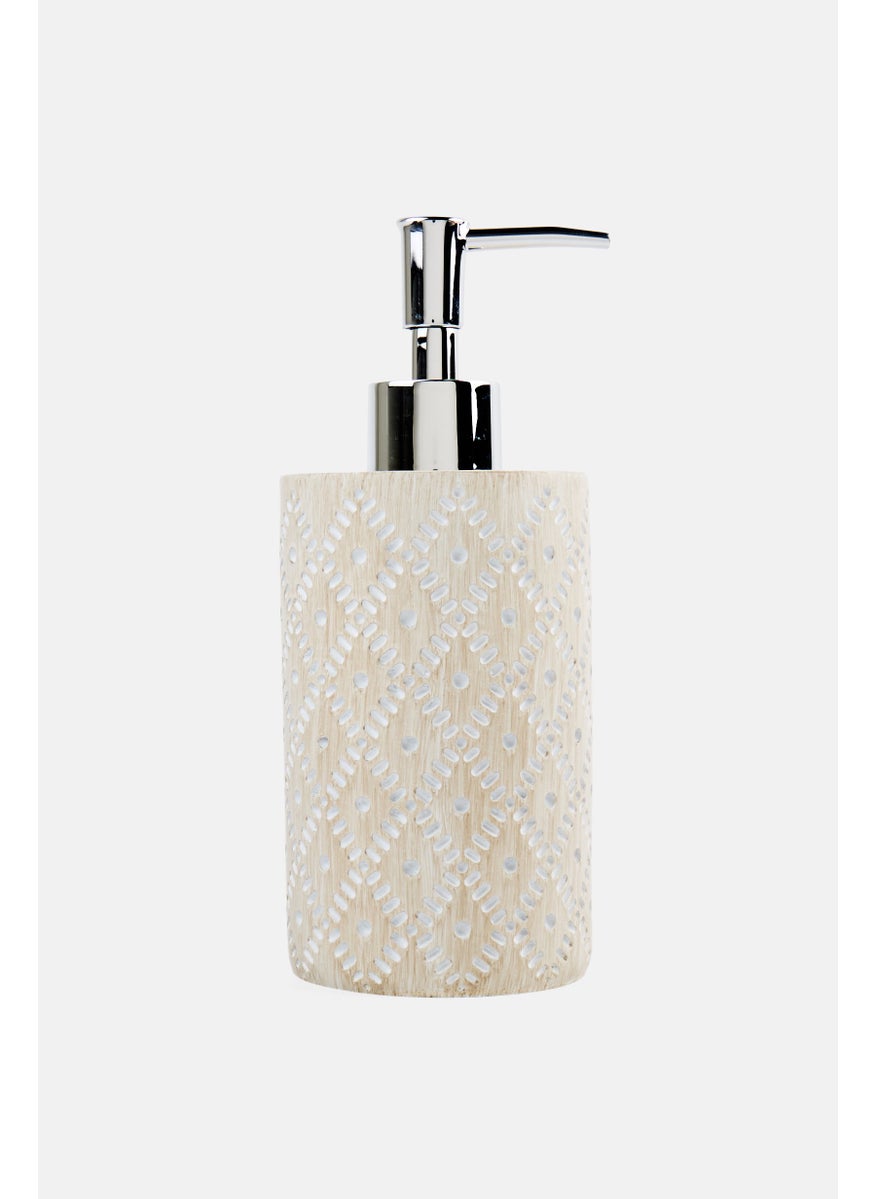 AMG - Ceramic Dotted Lattice Soap Dispenser, Beige - Image 1