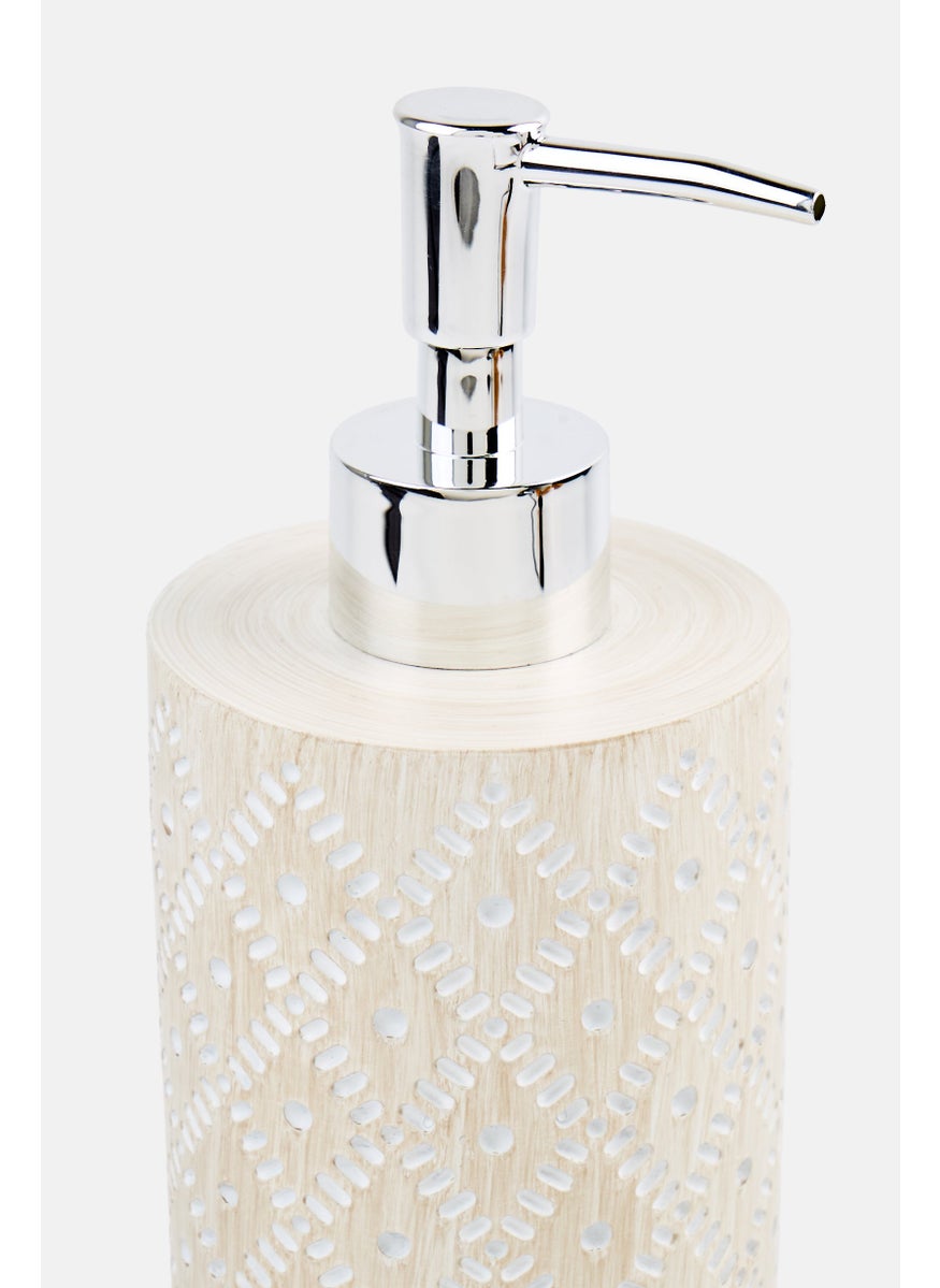 AMG - Ceramic Dotted Lattice Soap Dispenser, Beige - Image 1